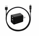 Audio - Blu Element Wall Charger Dual USB 3.4A with USB-C Cable Black