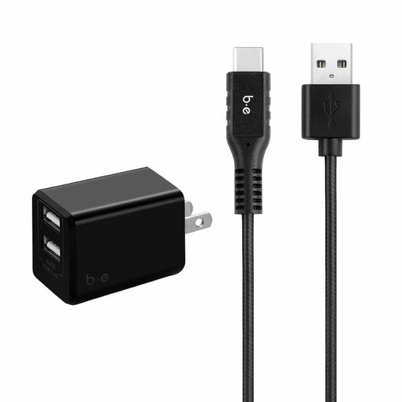 Audio - Blu Element Wall Charger Dual USB 3.4A with USB-C Cable Black