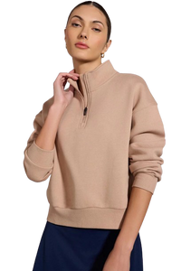 MPG Tops - Women's 1/4 Zip Cropped Sweatshirt