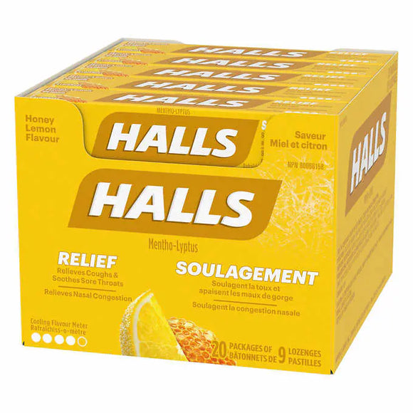 Halls Honey Lemon Flavour Cough Drops, Lozenges